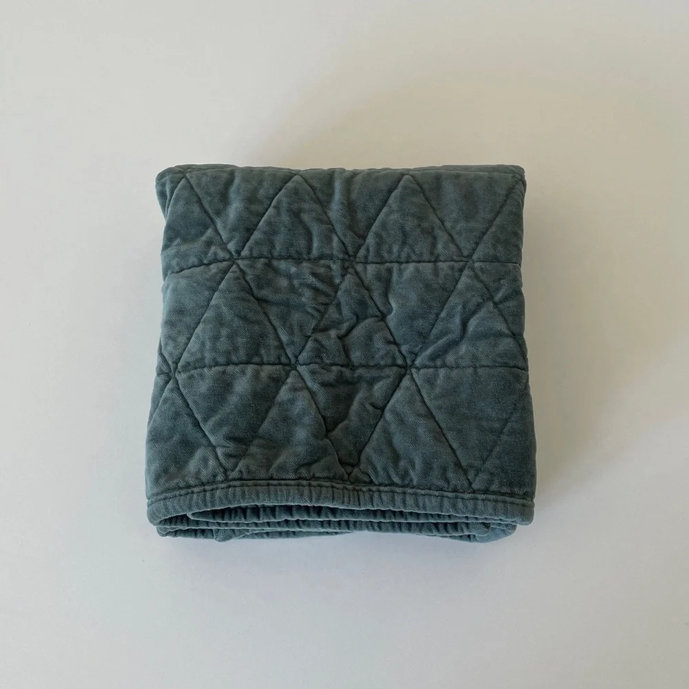 Threshold Quilted Velour Pillow Sham Green Standard